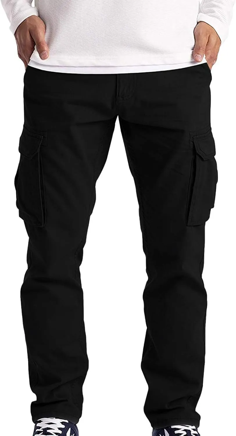 Men's Relaxed Fit Cargo Pants Multi Pockets Durable Casual Work Elastic Lightweight Street Travel