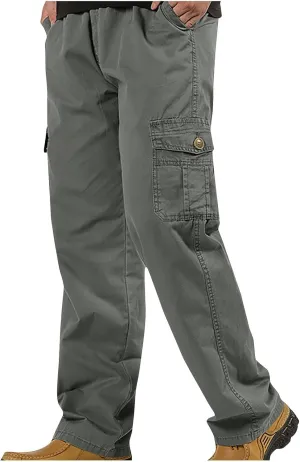 Men's Relaxed Fit Stretch Cargo Pants Baggy Wide Leg Joggers Sweatpants Fall Winter Regular Fit Pants with Pockets