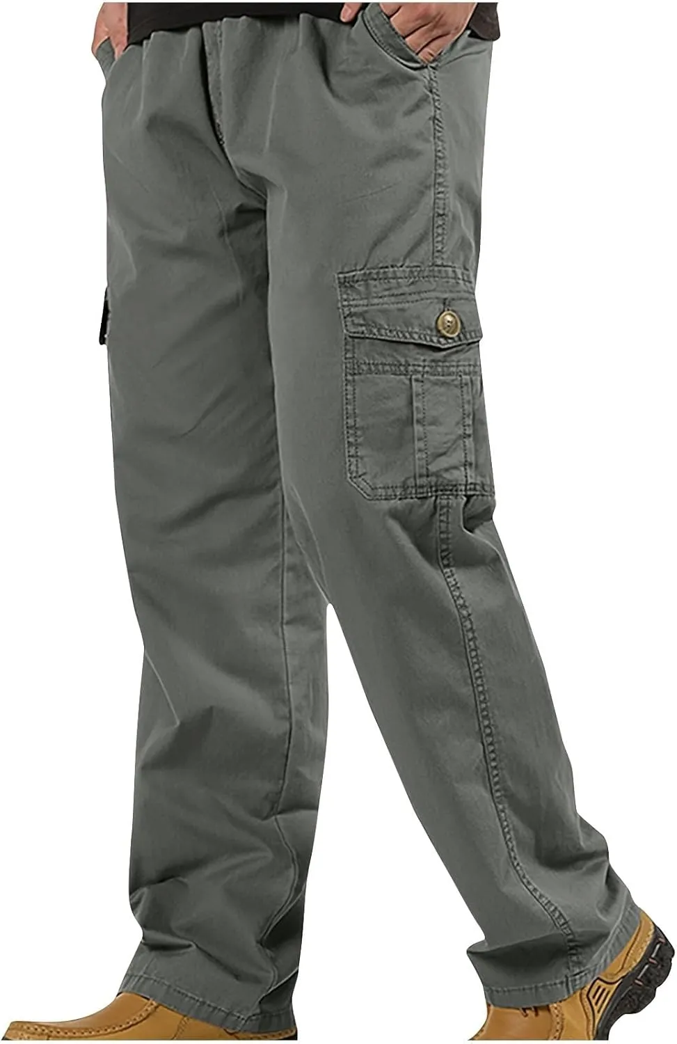 Men's Relaxed Fit Stretch Cargo Pants Baggy Wide Leg Joggers Sweatpants Fall Winter Regular Fit Pants with Pockets