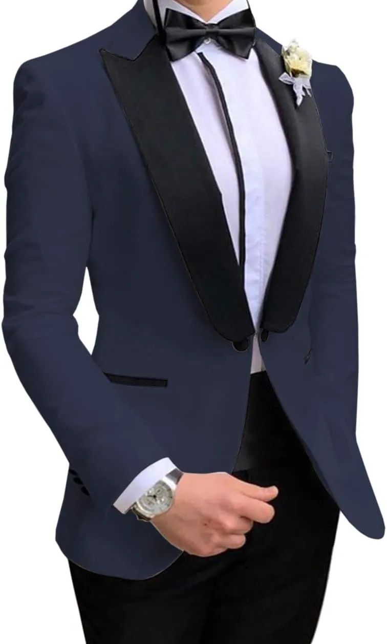 Men's Suit 2-Piece Groom Tuxedos Slim Fit One Button Blazer & Trousers Suit Formal Wedding Suits