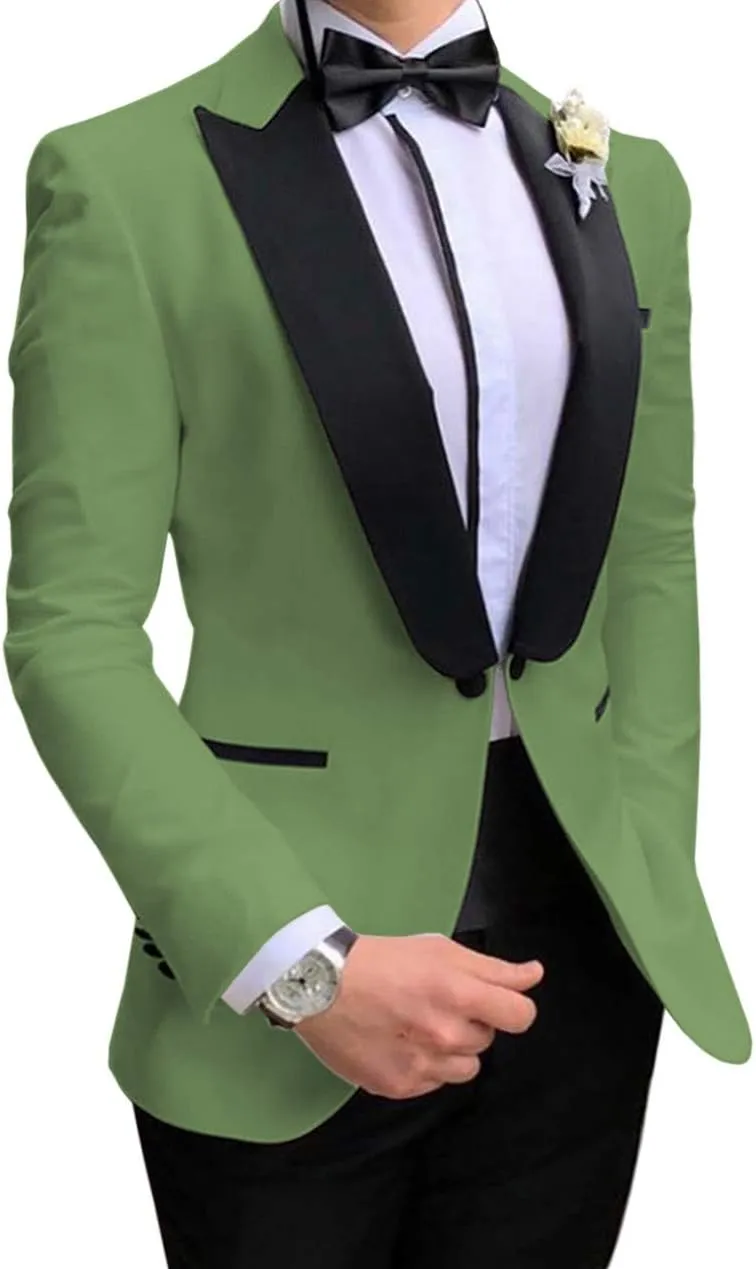 Men's Suit 2-Piece Groom Tuxedos Slim Fit One Button Blazer & Trousers Suit Formal Wedding Suits