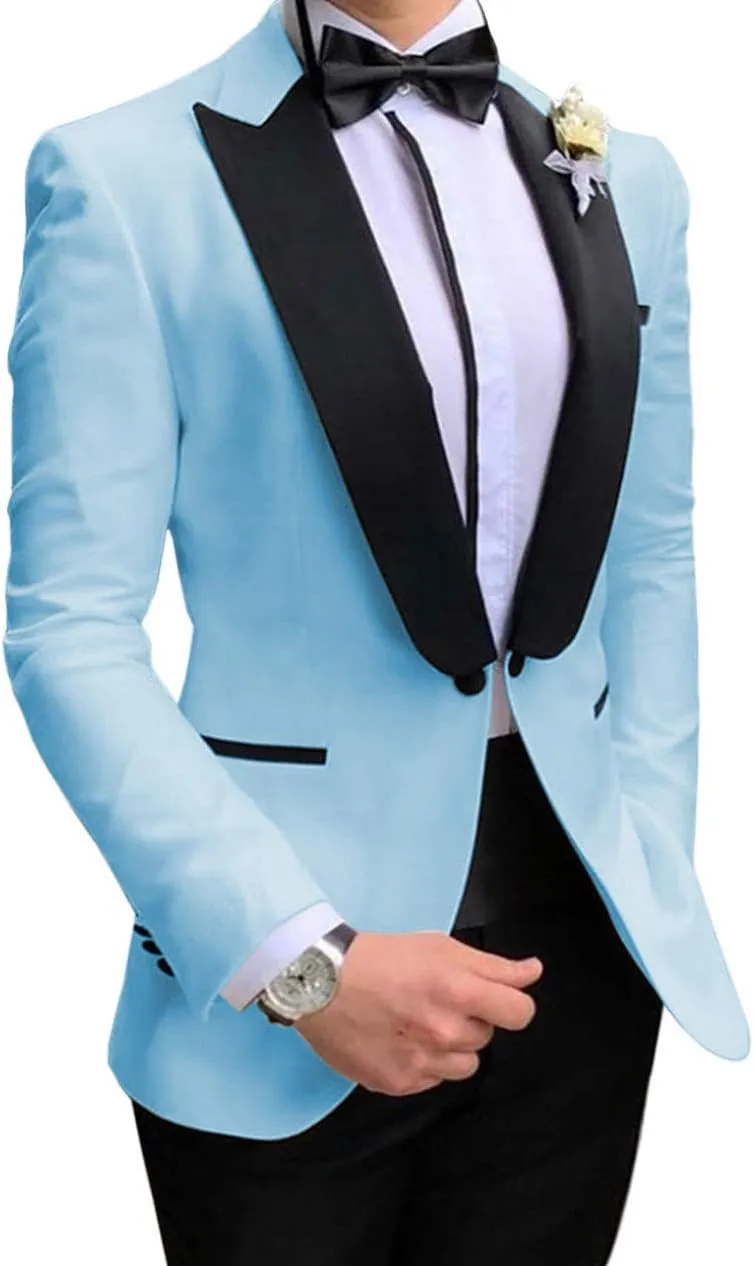 Men's Suit 2-Piece Groom Tuxedos Slim Fit One Button Blazer & Trousers Suit Formal Wedding Suits