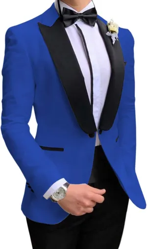 Men's Suit 2-Piece Groom Tuxedos Slim Fit One Button Blazer & Trousers Suit Formal Wedding Suits