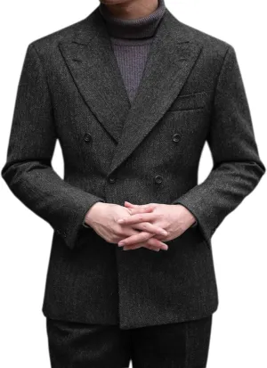 Men's Suit 2 Pieces Slim Fit Double Breasted Prom Tuxedos Formal Wedding Blazer Sets Vest