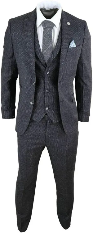 Men's Suits 3 Piece Slim fit Checked Business Suits Single Breasted Notch Lapel Groom Tuxedos