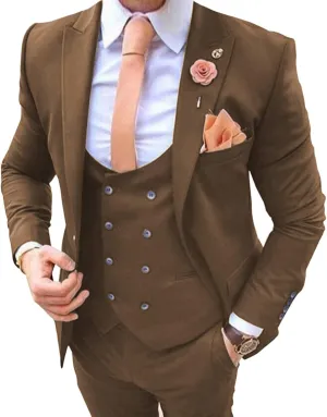 Men's Suits for Wedding Slim Fit 3 Pieces Suit Groom Tuxedos Blazer Tux Vest Trousers Prom Suits