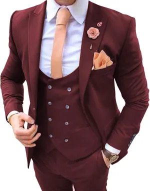 Men's Suits for Wedding Slim Fit 3 Pieces Suit Groom Tuxedos Blazer Tux Vest Trousers Prom Suits