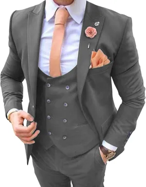 Men's Suits for Wedding Slim Fit 3 Pieces Suit Groom Tuxedos Blazer Tux Vest Trousers Prom Suits