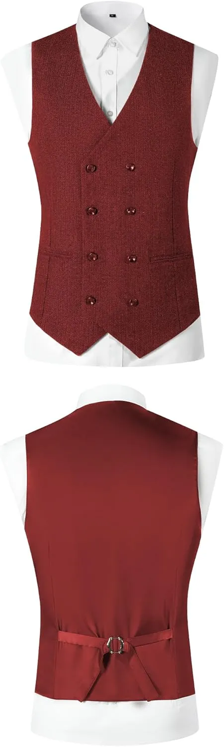 Men's Suits Herringbone Tweed Suits for Men Retro 3 Piece Peak Lapel Blazer Wedding Prom Suit Jacket Vest Pants Set
