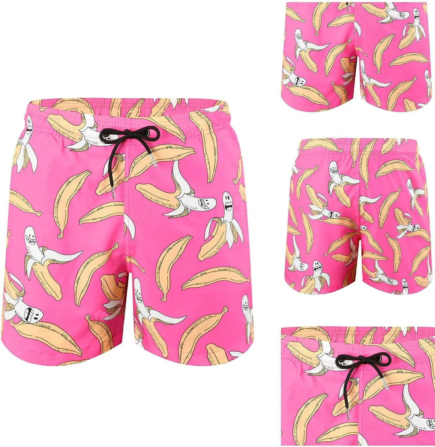 Mens Summer 3D Printed Hawaiian Shorts Drawstring Quick Dry Breathable Beach Pants with Mesh Liner Casual Funny Swim Trunks