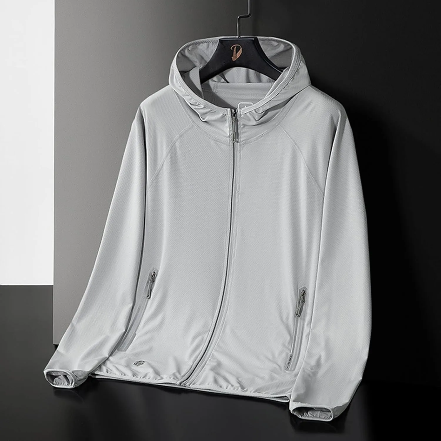 Men's Sun Protection Fishing Shirts Long Sleeve Travel Work Jakcet Lightweight UPF50  Zip Up Shirts with Zipper Pocket