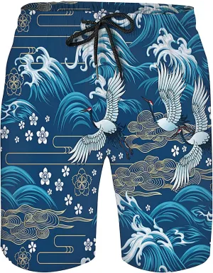 Men's Swim Trunks Retro 90s Style Beach Shorts, Quick Dry Surf Shorts Board Shorts with Mesh Lining