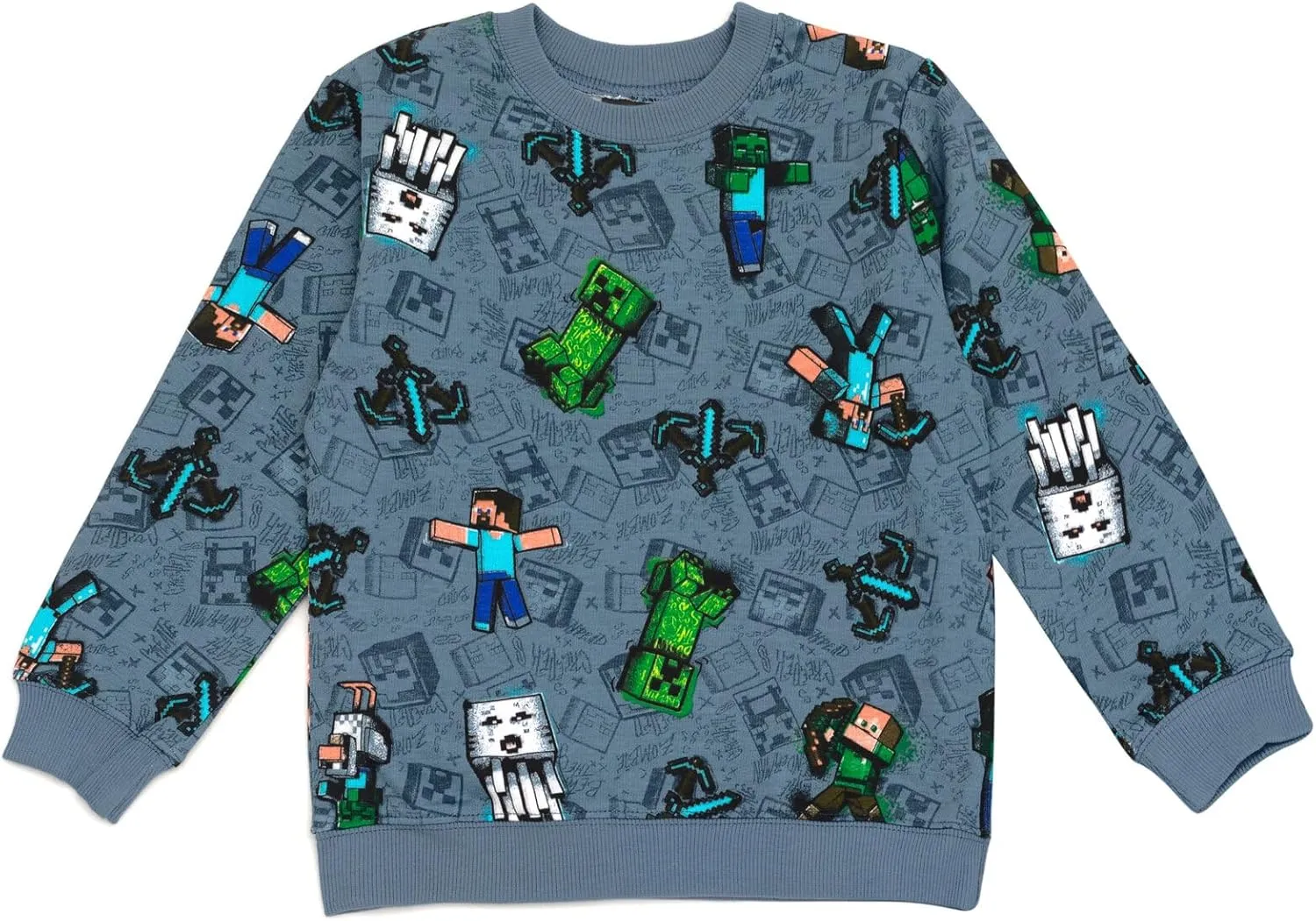 Minecraft Creeper Steve Alex French Terry Sweatshirt and Jogger Pants Set Little Kid to Big Kid