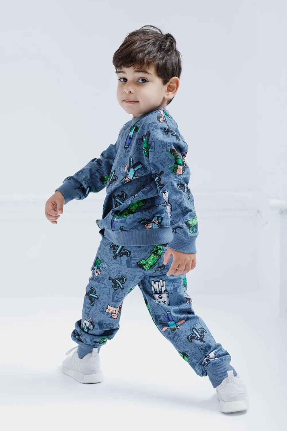 Minecraft Creeper Steve Alex French Terry Sweatshirt and Jogger Pants Set Little Kid to Big Kid