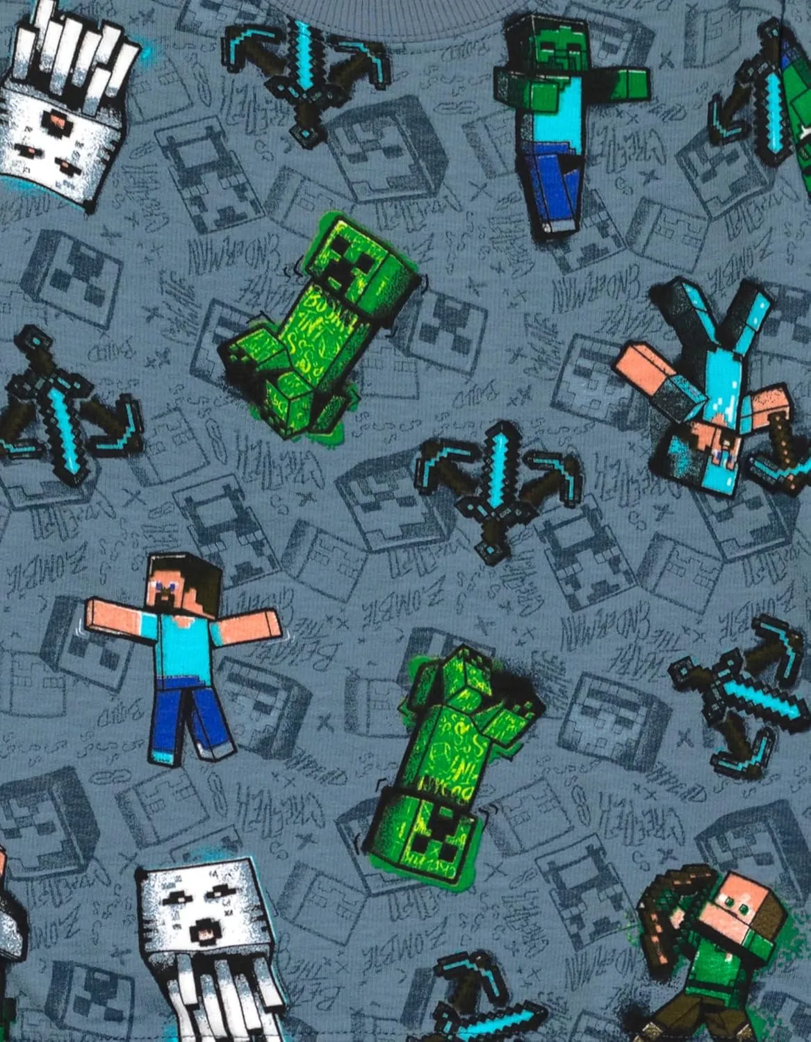Minecraft Creeper Steve Alex French Terry Sweatshirt and Jogger Pants Set Little Kid to Big Kid