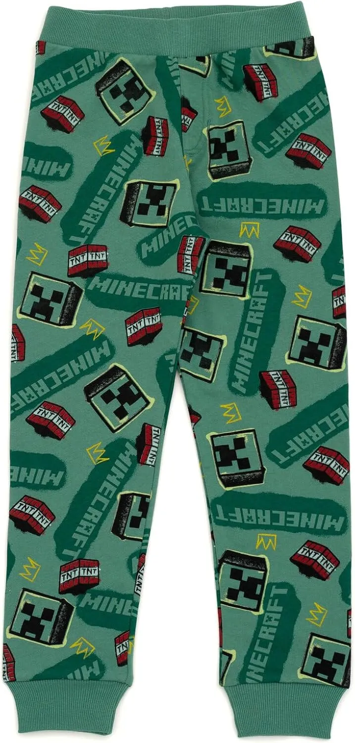 Minecraft T-Shirt and Fleece Jogger Pants Outfit Set Little Kid to Big Kid Sizes (4-18-20)