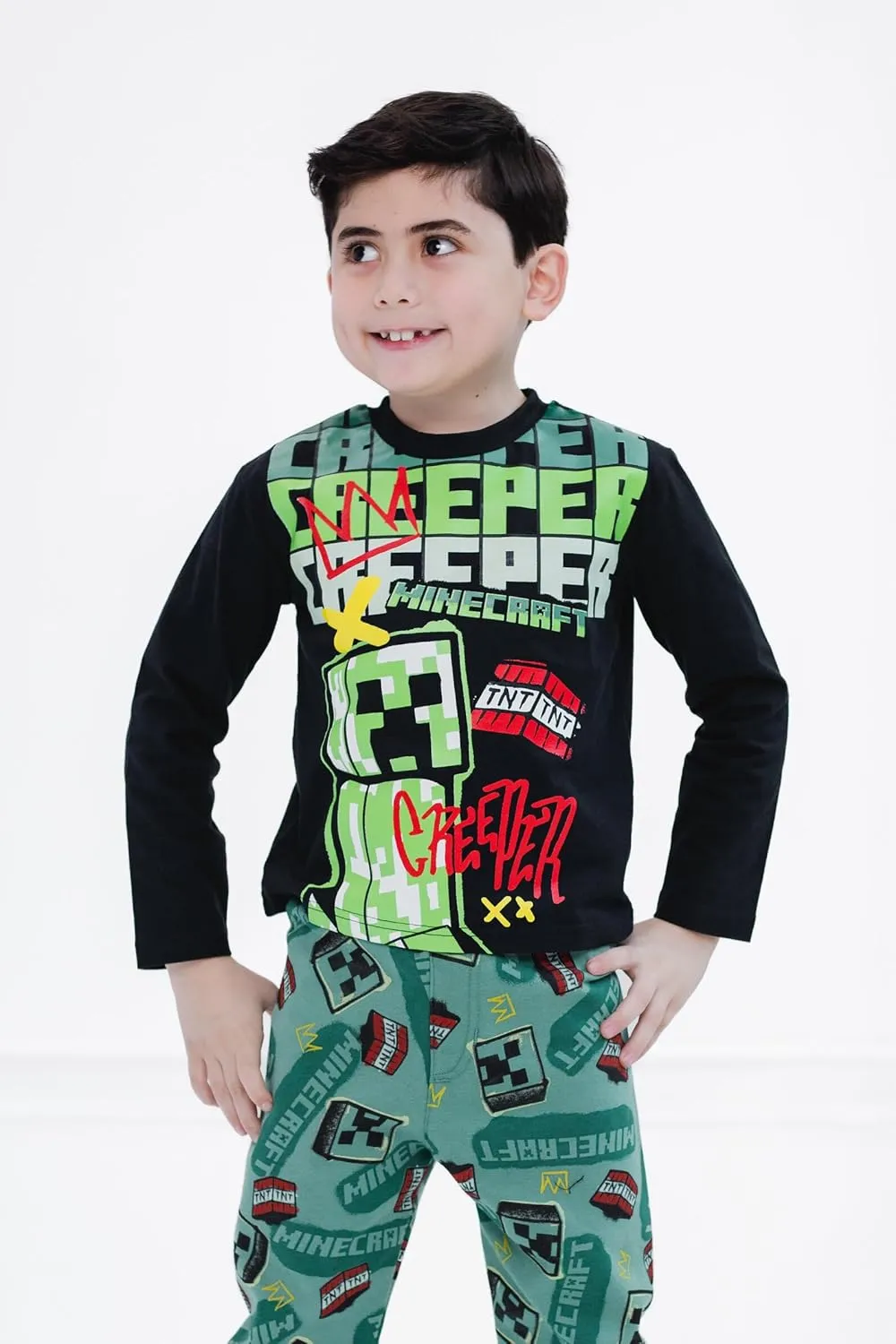 Minecraft T-Shirt and Fleece Jogger Pants Outfit Set Little Kid to Big Kid Sizes (4-18-20)