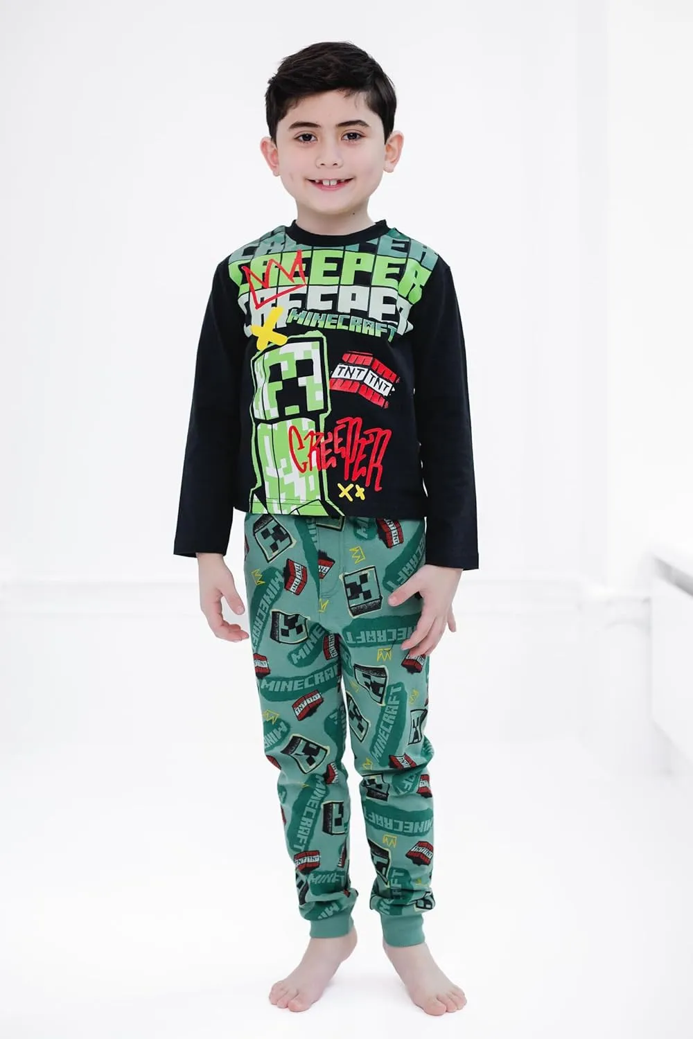 Minecraft T-Shirt and Fleece Jogger Pants Outfit Set Little Kid to Big Kid Sizes (4-18-20)