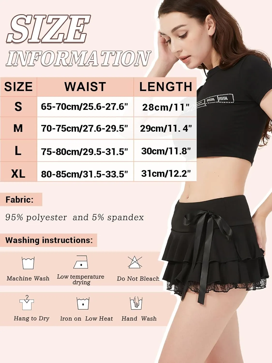 Monbessi Mini Skirt for Women Ruffle Skirt Lace Pleated Mini Skirt Gothic Short Skirt Halloween Sexy Skirt Two Layer