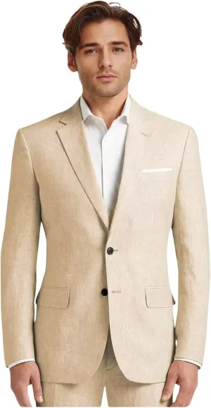 Netsky Mens' Linen Suit 2 Piece Slim Fit Casual Groomsmen Suits Linen Tuxedo Suits Summer Beach Wedding