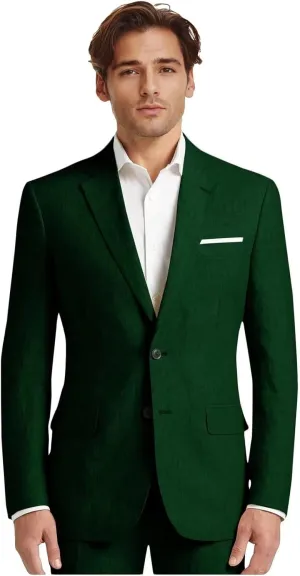 Netsky Mens' Linen Suit 2 Piece Slim Fit Casual Groomsmen Suits Linen Tuxedo Suits Summer Beach Wedding