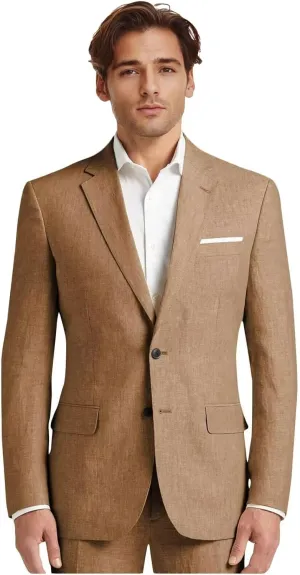 Netsky Mens' Linen Suit 2 Piece Slim Fit Casual Groomsmen Suits Linen Tuxedo Suits Summer Beach Wedding