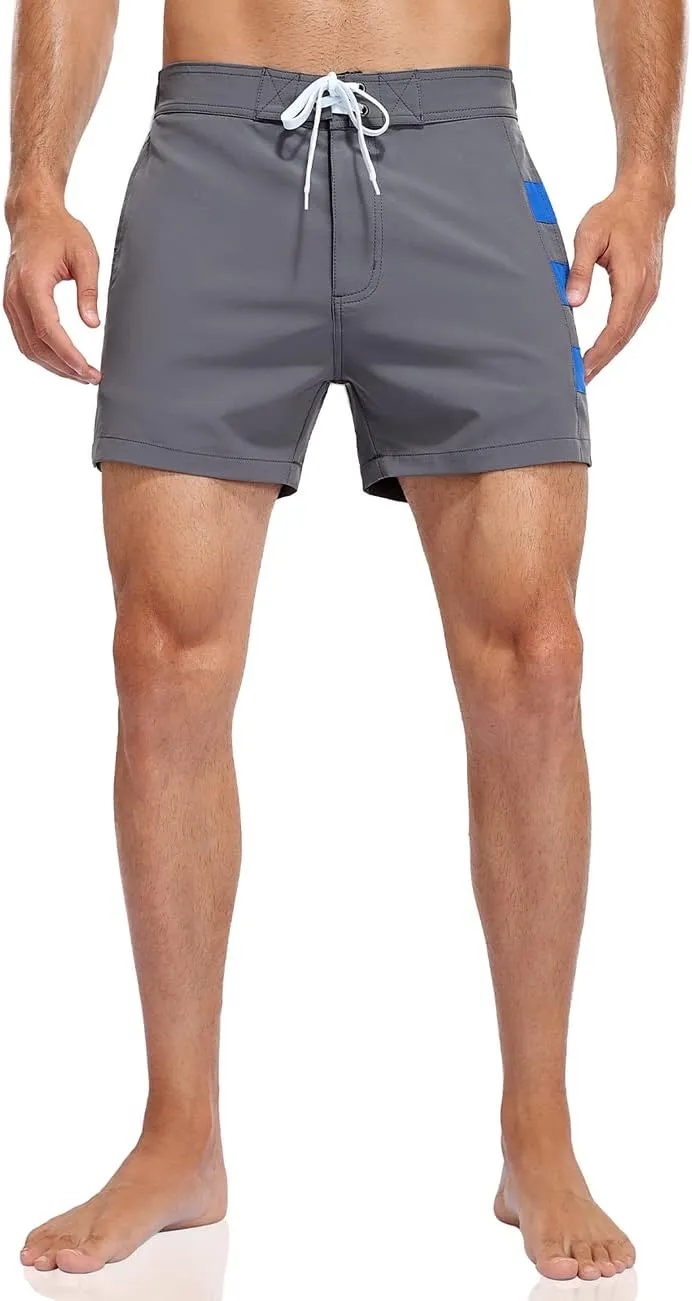 Nonwe Men's Swim Trunks Quick Dry Water Sports Swimwear Retro Printed Bathing Suits