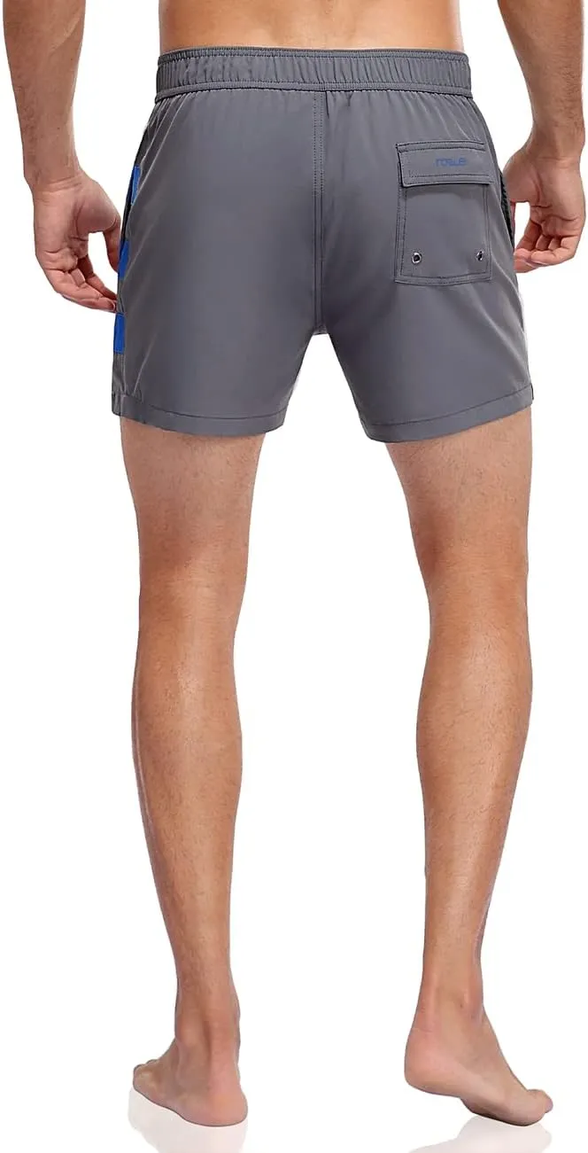 Nonwe Men's Swim Trunks Quick Dry Water Sports Swimwear Retro Printed Bathing Suits