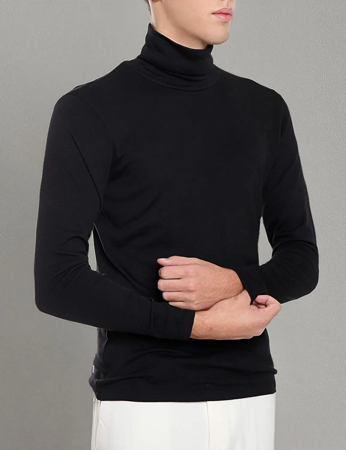Ohoo Men's Slim Fit Turtleneck Sweater Lightweight Pullover