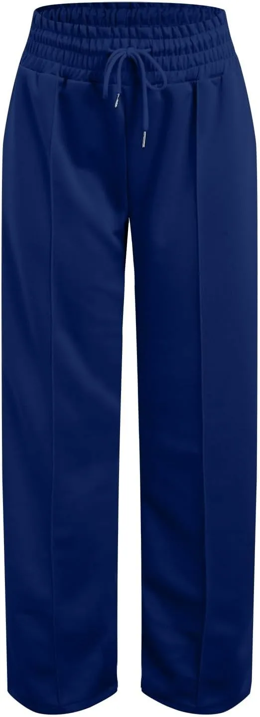 Oversized Wide Leg Sweatpants Women Elastic Drawstring Baggy Straight Leg Open Bottom Lounge Comfy Joggers Trousers