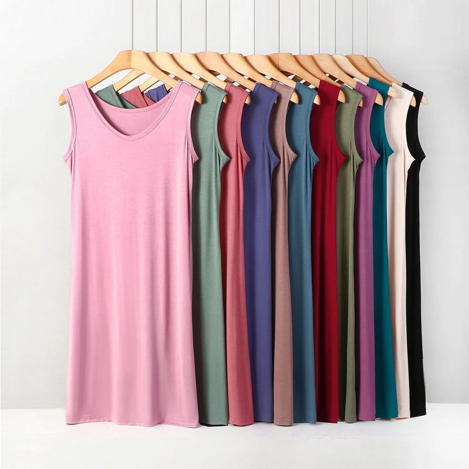Plus Size Tank Dresses for Women Summer Casual Sleeveless V Neck Nightgowns Sleepshirts Soft Comfy Sleepwear Nightdress