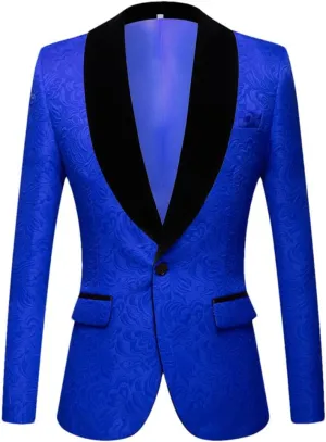 Red Black White Men's Patterned Suit Slim Fit Groomsmen Tuxedos Blazers for Wedding Shawl Collar Suit Jacket