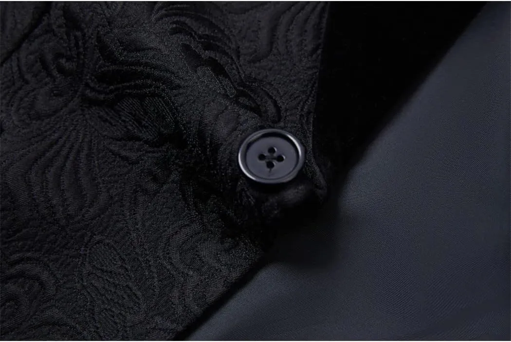 Red Black White Men's Patterned Suit Slim Fit Groomsmen Tuxedos Blazers for Wedding Shawl Collar Suit Jacket
