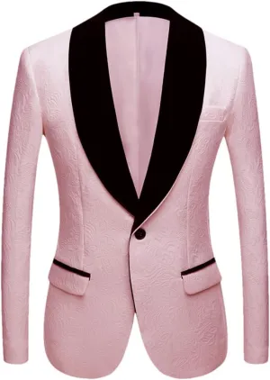 Red Black White Men's Patterned Suit Slim Fit Groomsmen Tuxedos Blazers for Wedding Shawl Collar Suit Jacket