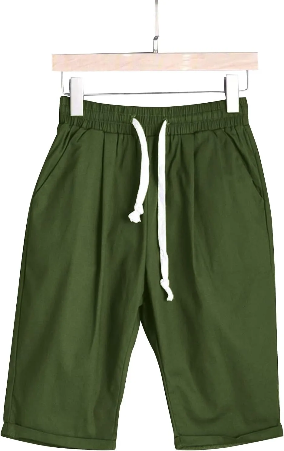 sdbrld Bermuda Shorts for Women Knee Length Casual Summer Drawstring Pull on Beach Shorts Womens Bermuda Shorts with Pockets