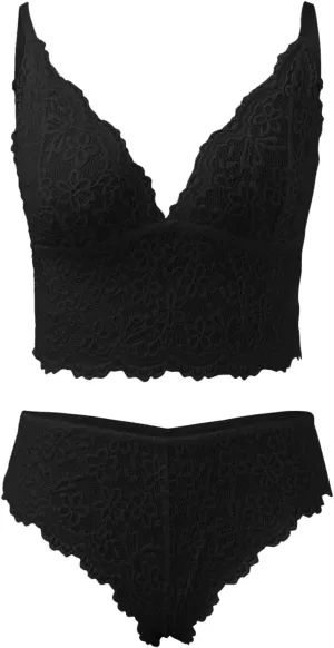 Sexy Scallop Floral Lace Sheer Lingerie Set for Women Bra and Panty Set Bondage 2 Piece Lingerie Set P