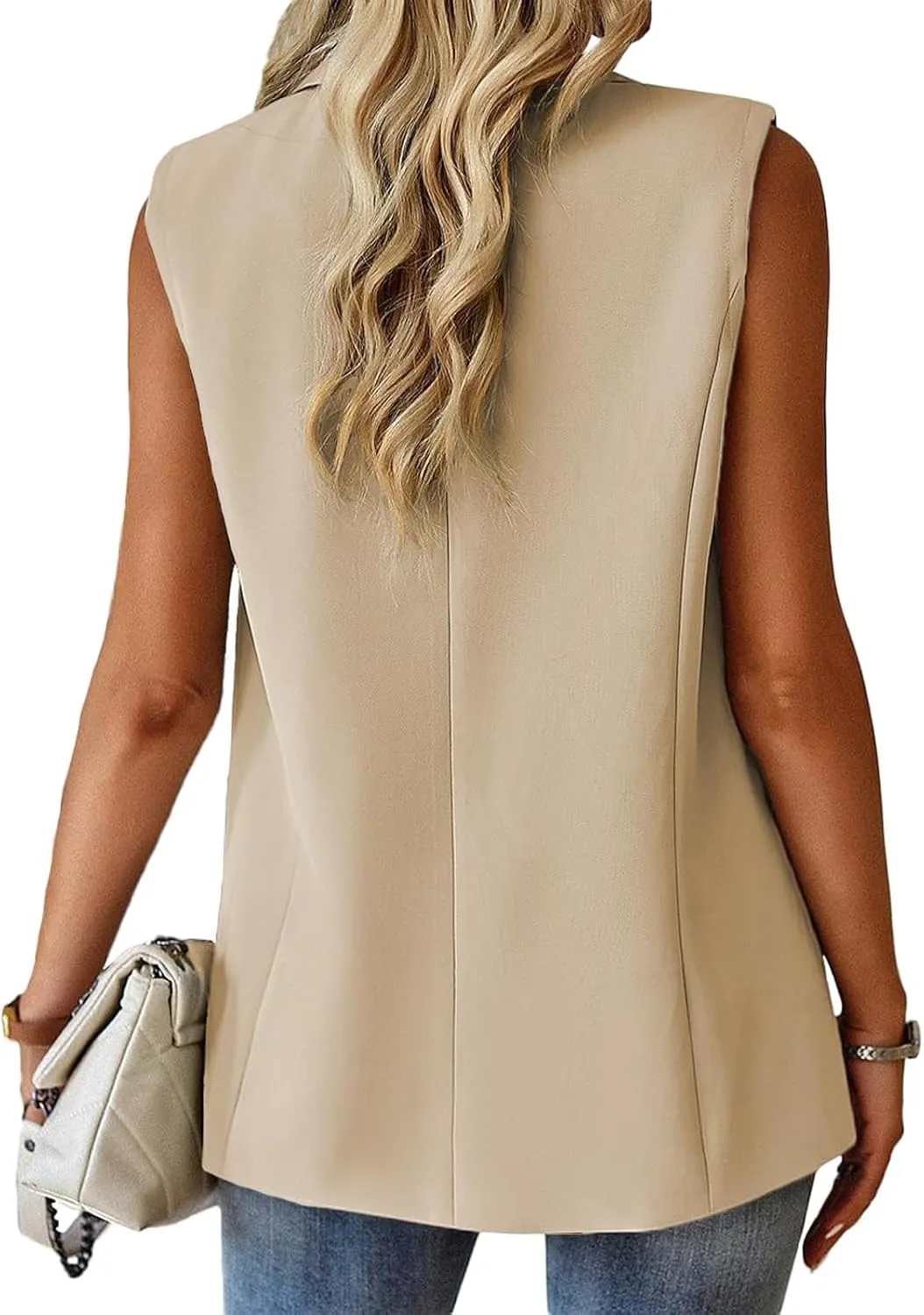 Sleeveless Blazer Vest for Women Business Casual Outfits Work Suit Vests Tops Fashion Blazer Waistcoat with Pockets