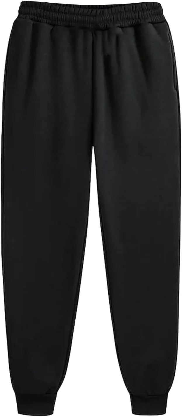 Straight Leg Sweatpants for Women Fleece Elastic High Waisted Sweat Pants Comfy Soft Cinch Bottom Joggers with Pockets
