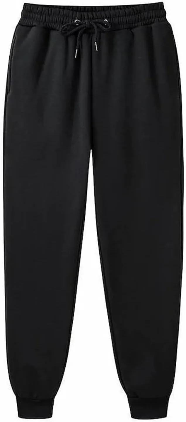 Straight Leg Sweatpants for Women Fleece Elastic High Waisted Sweat Pants Comfy Soft Cinch Bottom Joggers with Pockets