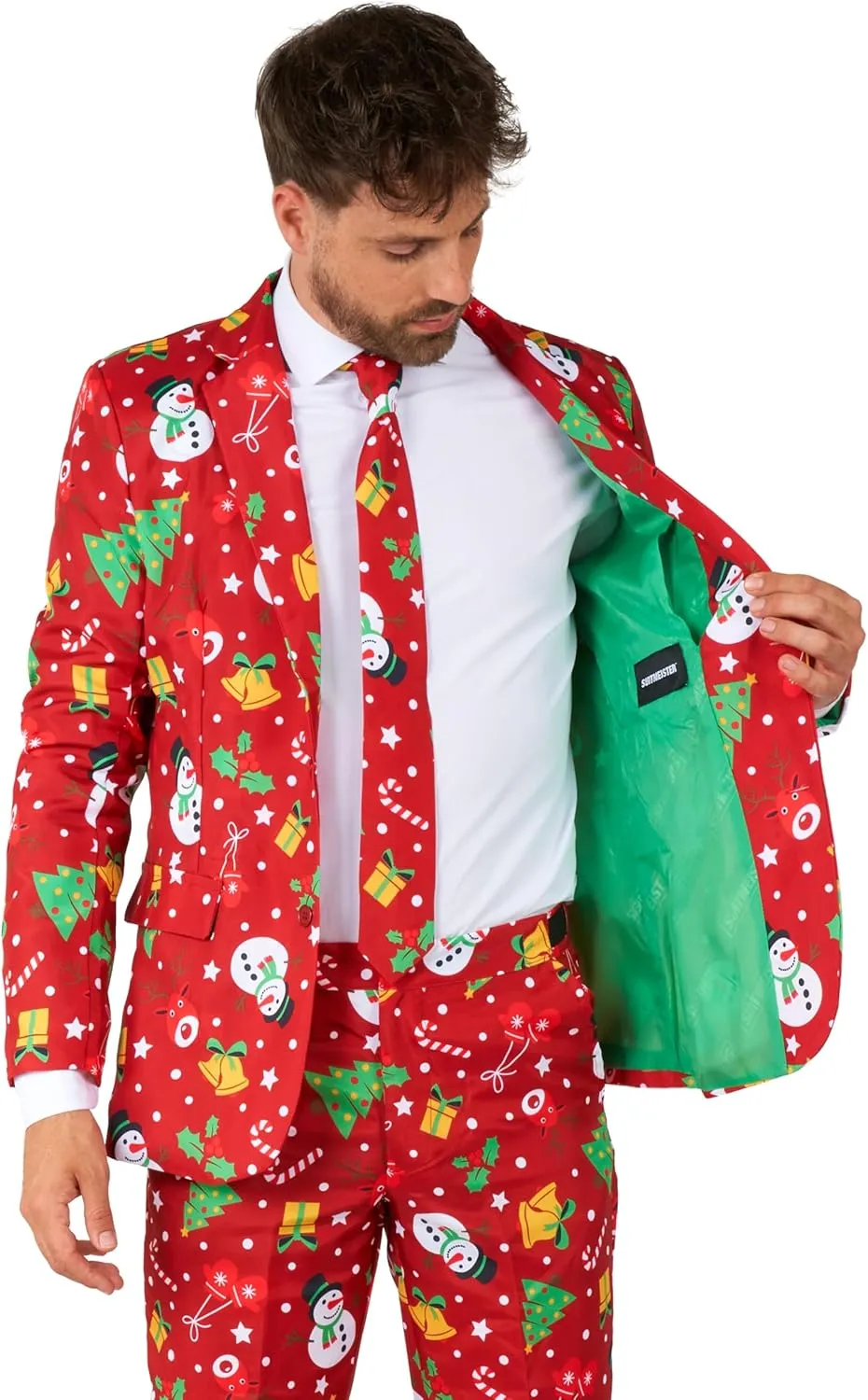 Suitmeister Men's Christmas Suit - Real Light Up Festive Outfit Slim Fit