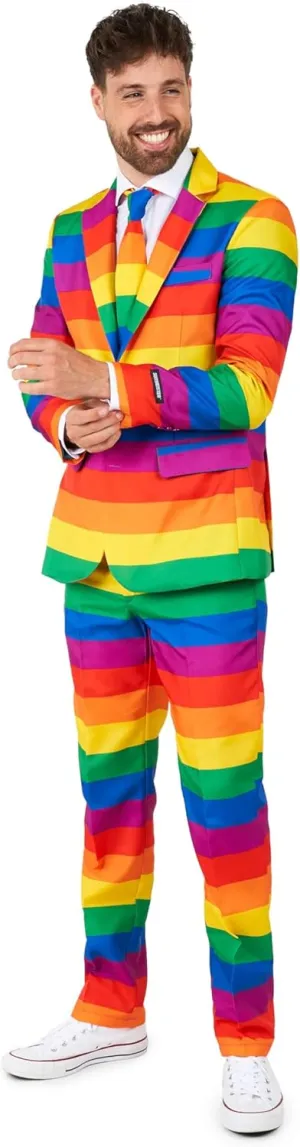Suitmeister Men's Suit - Rainbow 2pc Outfit for Pride & Party Slim Fit