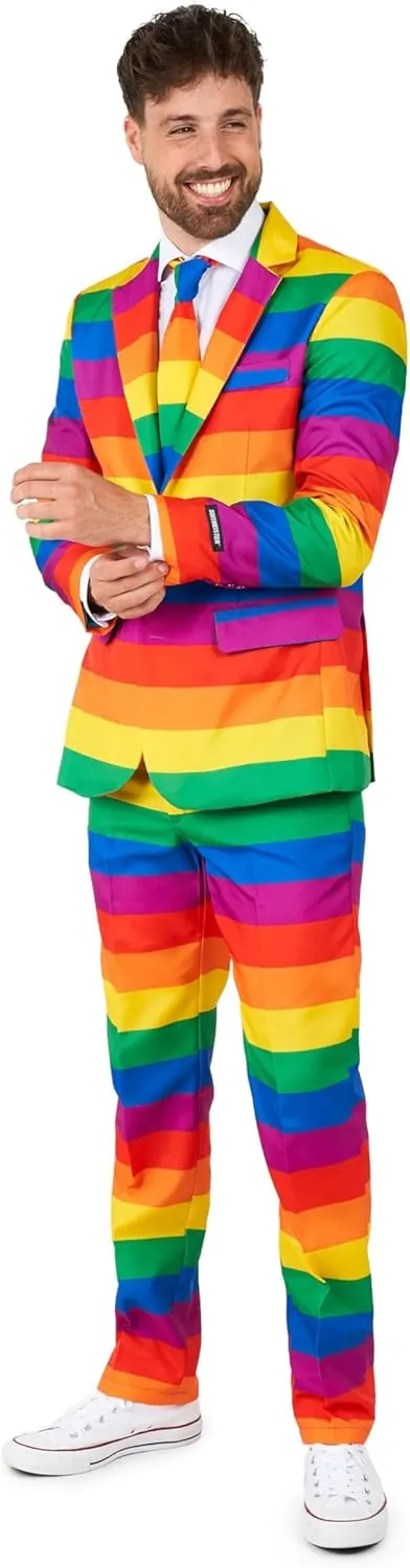 Suitmeister Men's Suit - Rainbow 2pc Outfit for Pride & Party Slim Fit