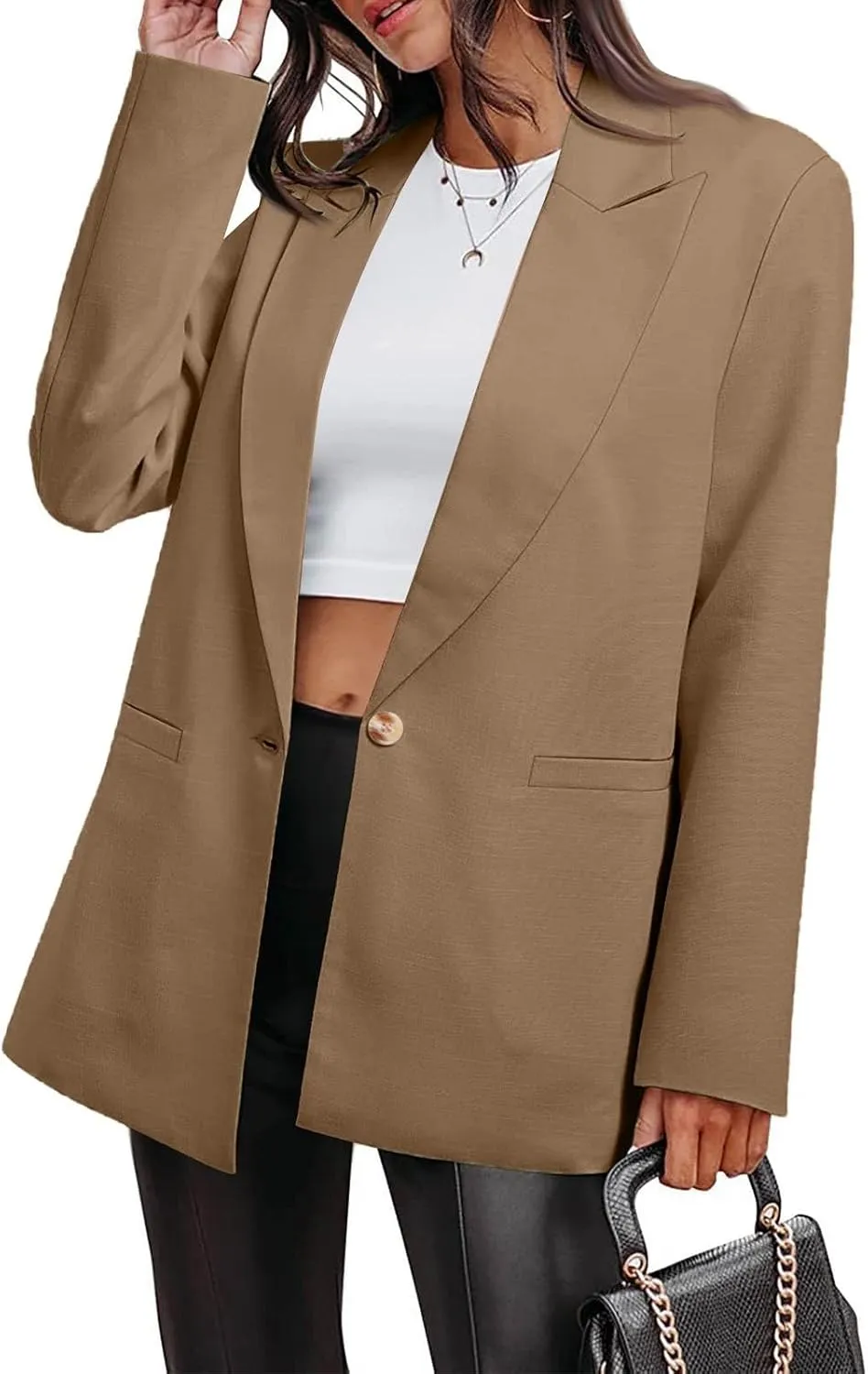 Summer Blazers for Women Lightweight Long Sleeve Lapel Single Breasted Suit Jacket Business Casual Outfit with Pocket
