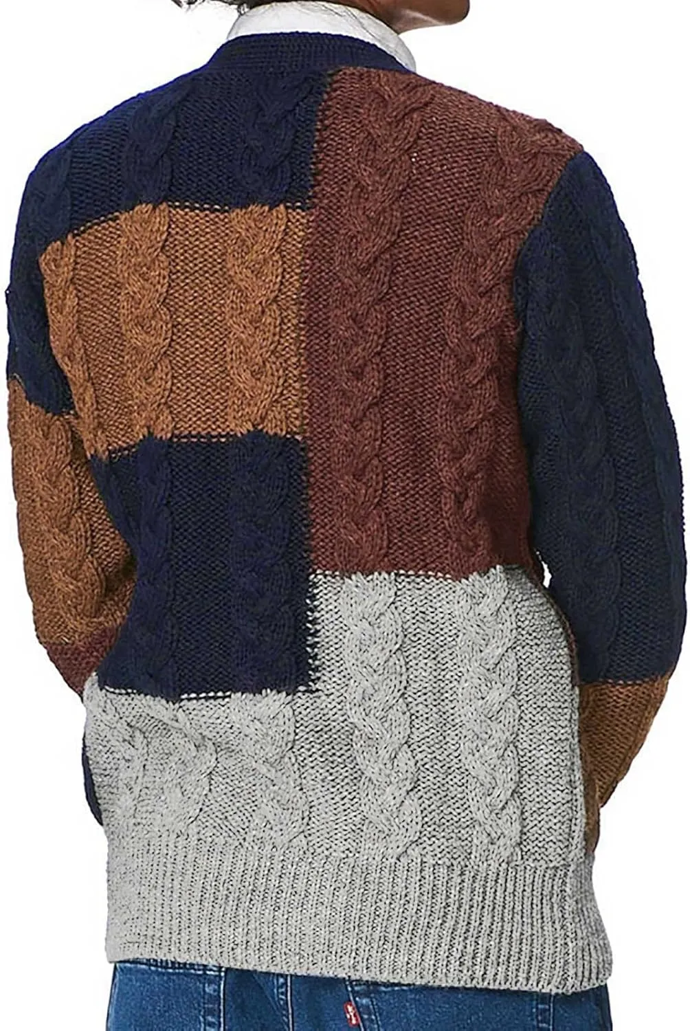 Sweaters for Men,Men's V Neck Button Down Knitted Cardigan Sweater Casual Long Sleeve Contrast Knitwear