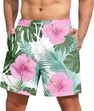 Swimming Trunks for Men Mens Gym Shorts 5 Inch Graphic Surf Printed Hawaiian Exercise Fashion Swimwear Cycling Baggy