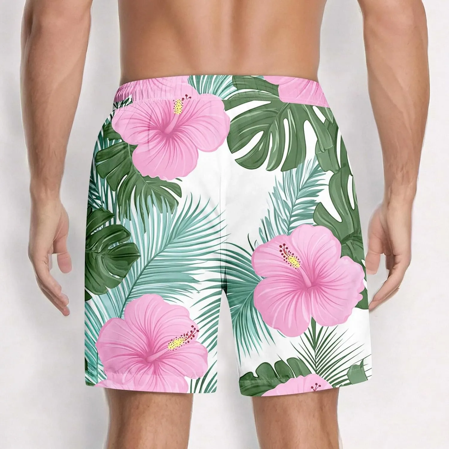 Swimming Trunks for Men Mens Gym Shorts 5 Inch Graphic Surf Printed Hawaiian Exercise Fashion Swimwear Cycling Baggy