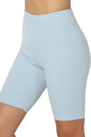 TheMogan Women's Compression Ribbed Seamless High Waist Biker Shorts Short Leggings
