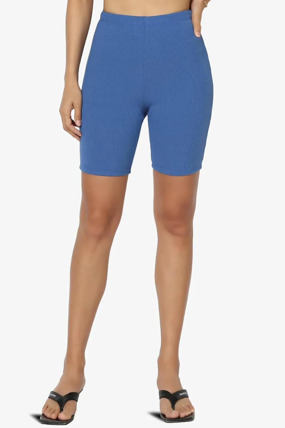 TheMogan Women's Compression Ribbed Seamless High Waist Biker Shorts Short Leggings