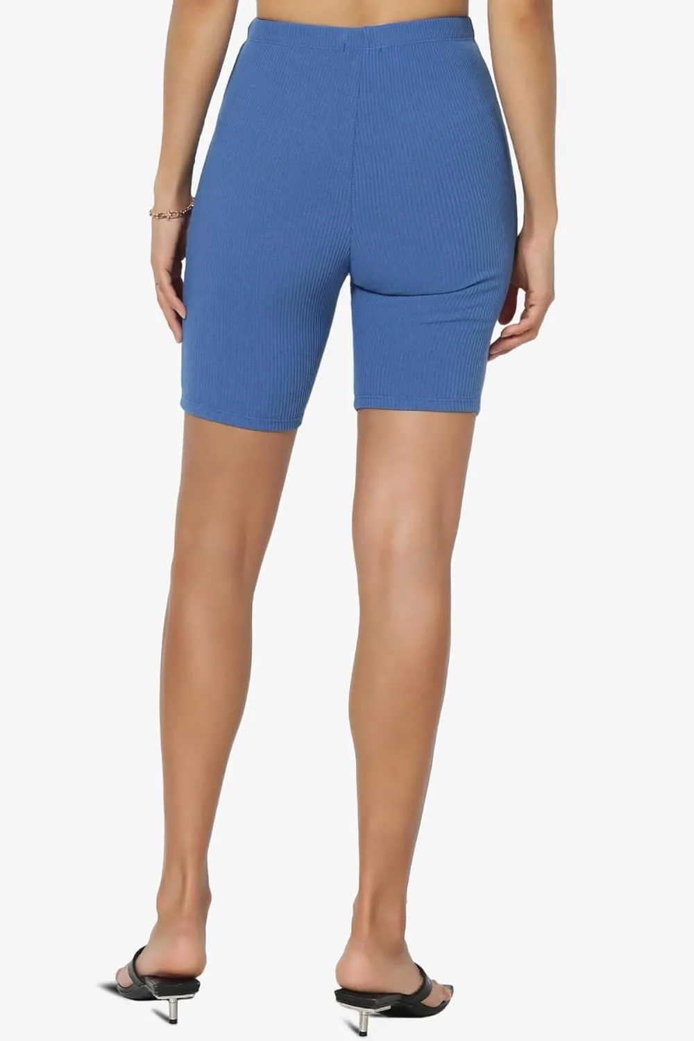 TheMogan Women's Compression Ribbed Seamless High Waist Biker Shorts Short Leggings