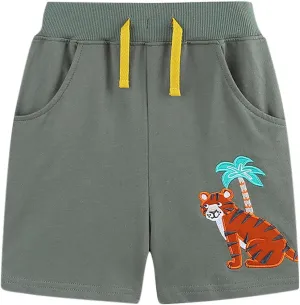 Toddler Baby Girls Cute Animal Printed Summer Shorts Kids Comfort Cotton Elastic Waist Shorts for Boys 2-8 Years